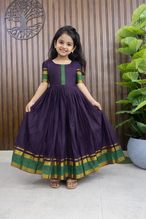 Kids COTTON gown cottan silk purple Kids fashion manufacturers in Gujarat
